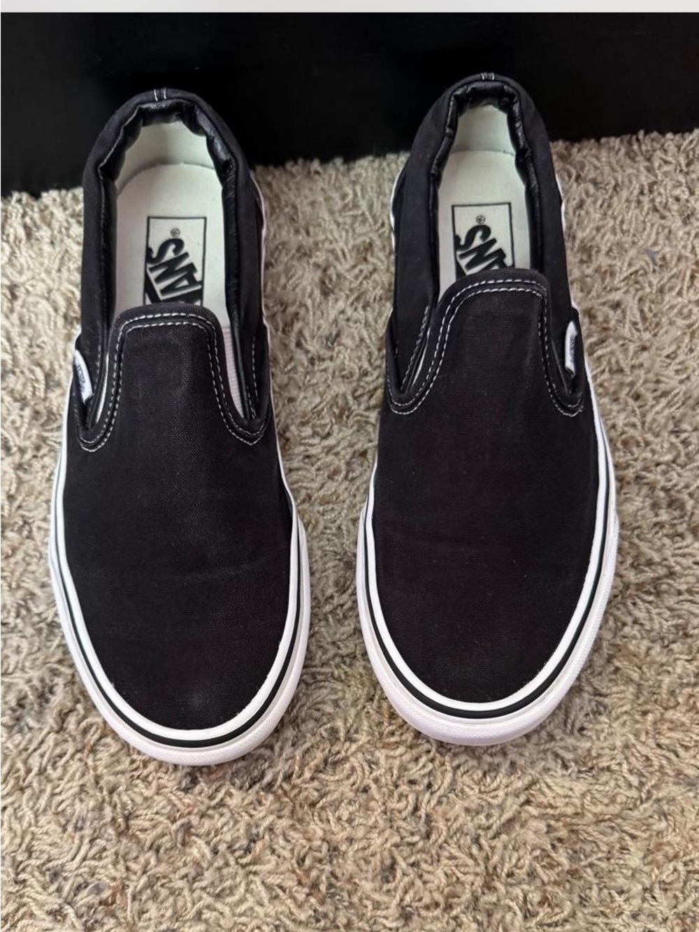 Vans Black Canvas Slip-On Loafers